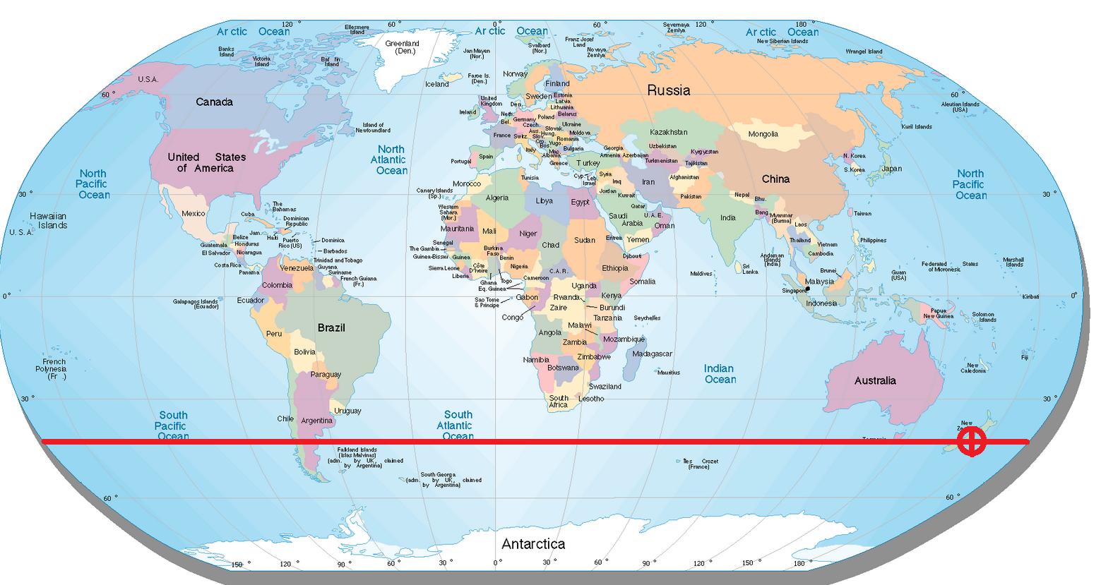 New zealand latitude map - Map of new zealand latitude (Australia and ...