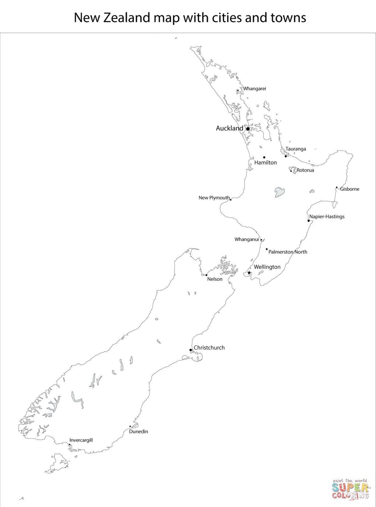 map of new zealand black and white