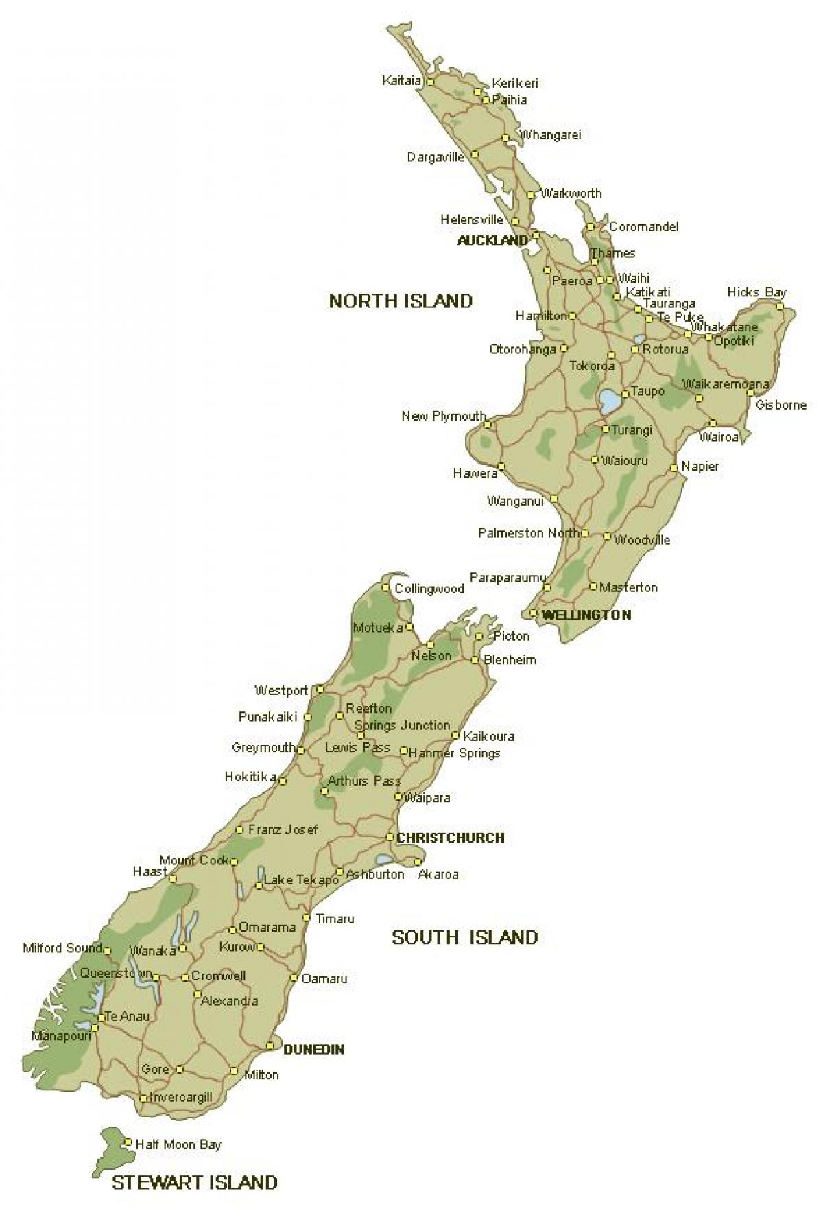 Map of detailed new zealand