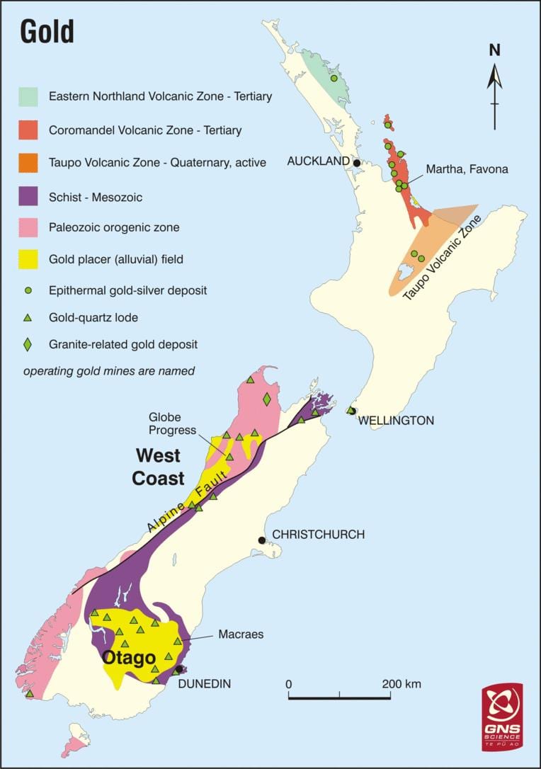 Map of gold in new zealand