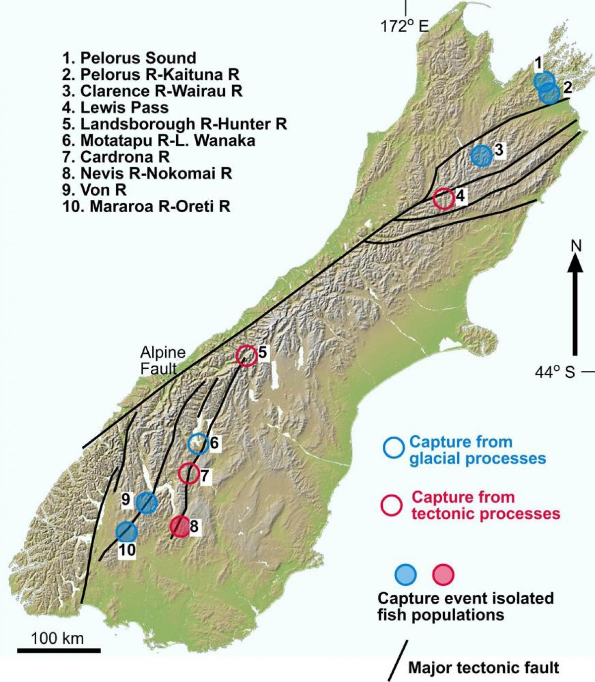 Map of gorge river new zealand