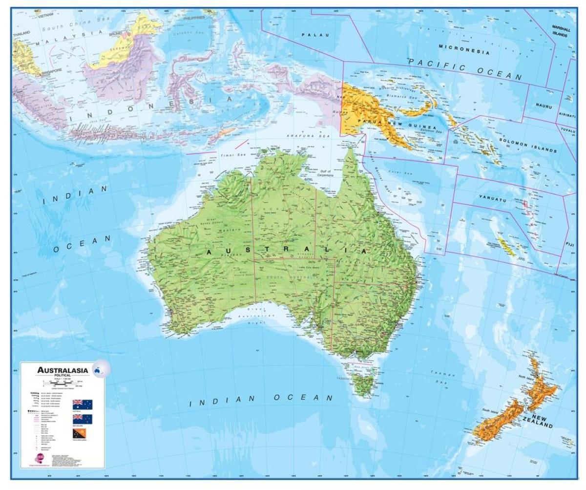 australia new zealand map