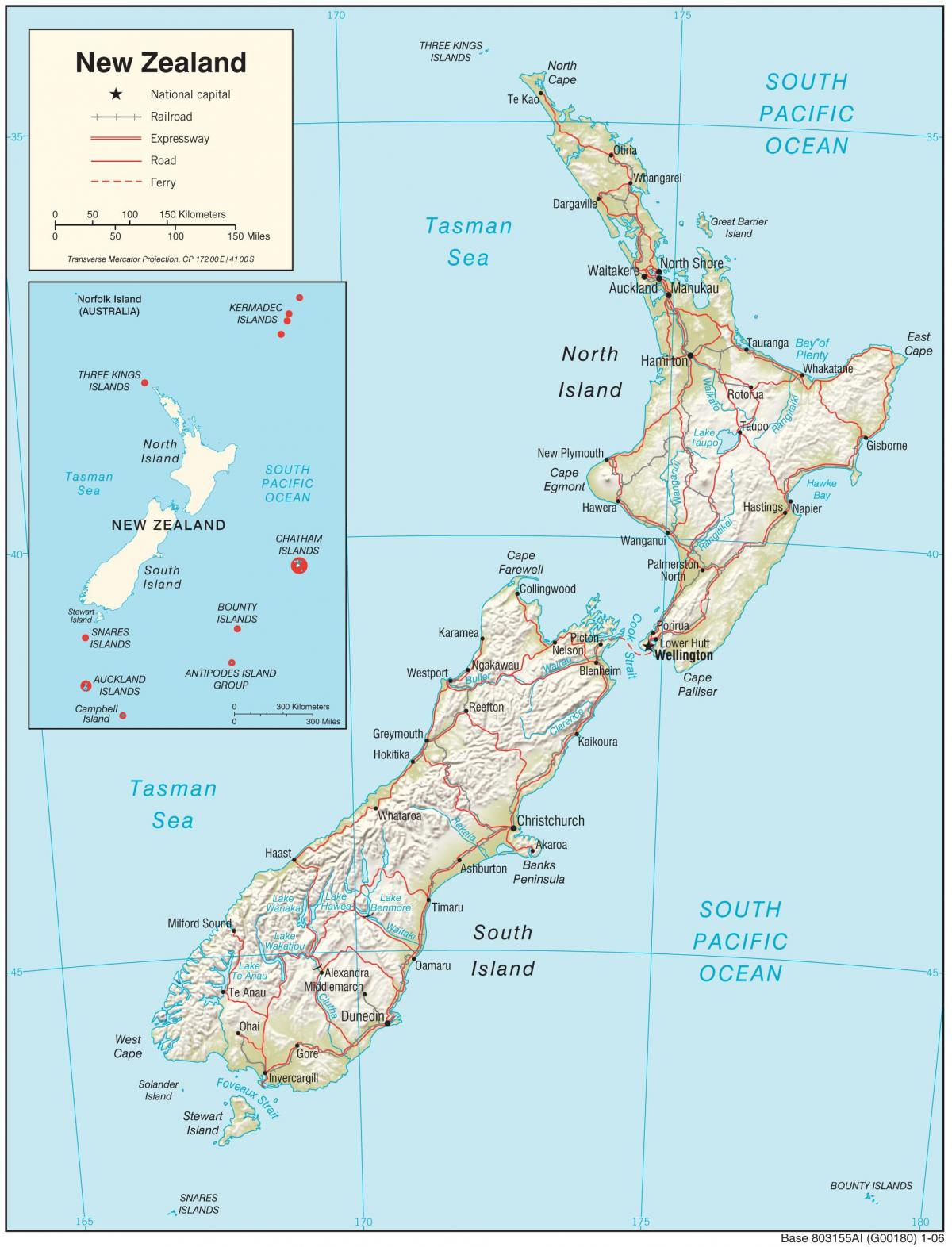 Map of new zealand north island with distance