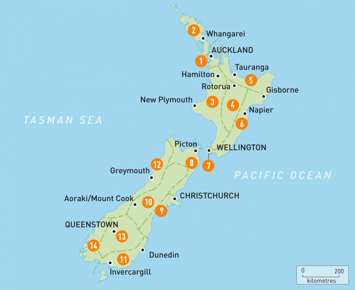 Map of south island new zealand towns