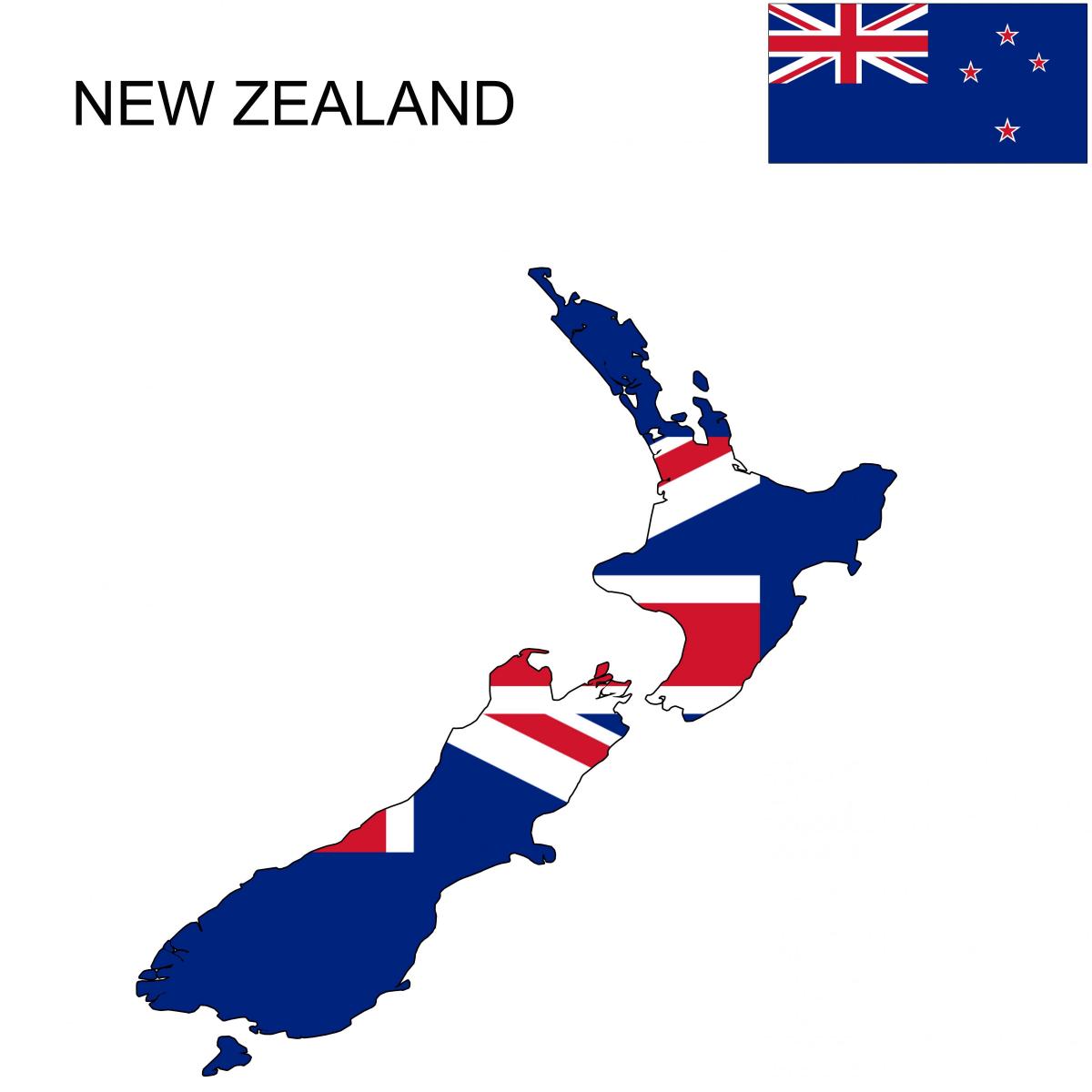 Map of new zealand and flag