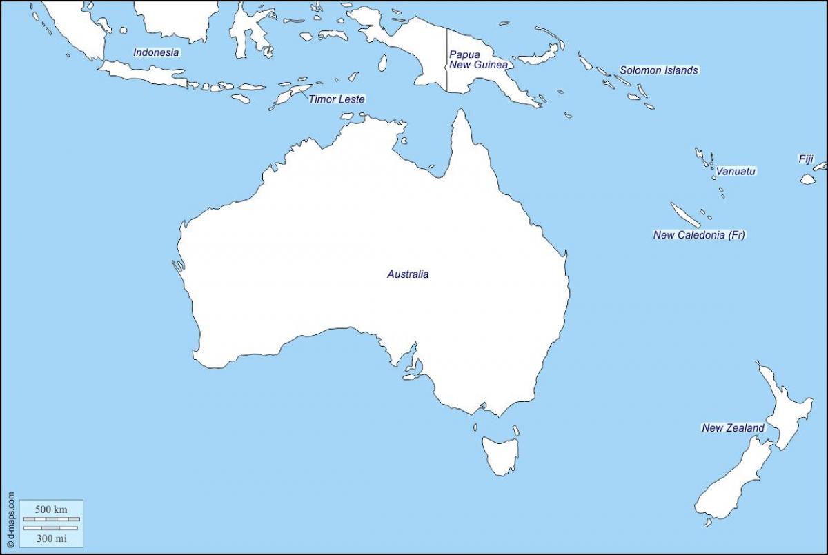 outline map of australia and new zealand