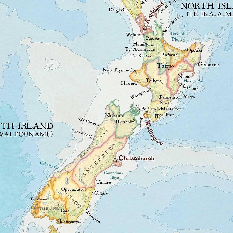 Map of new zealand print