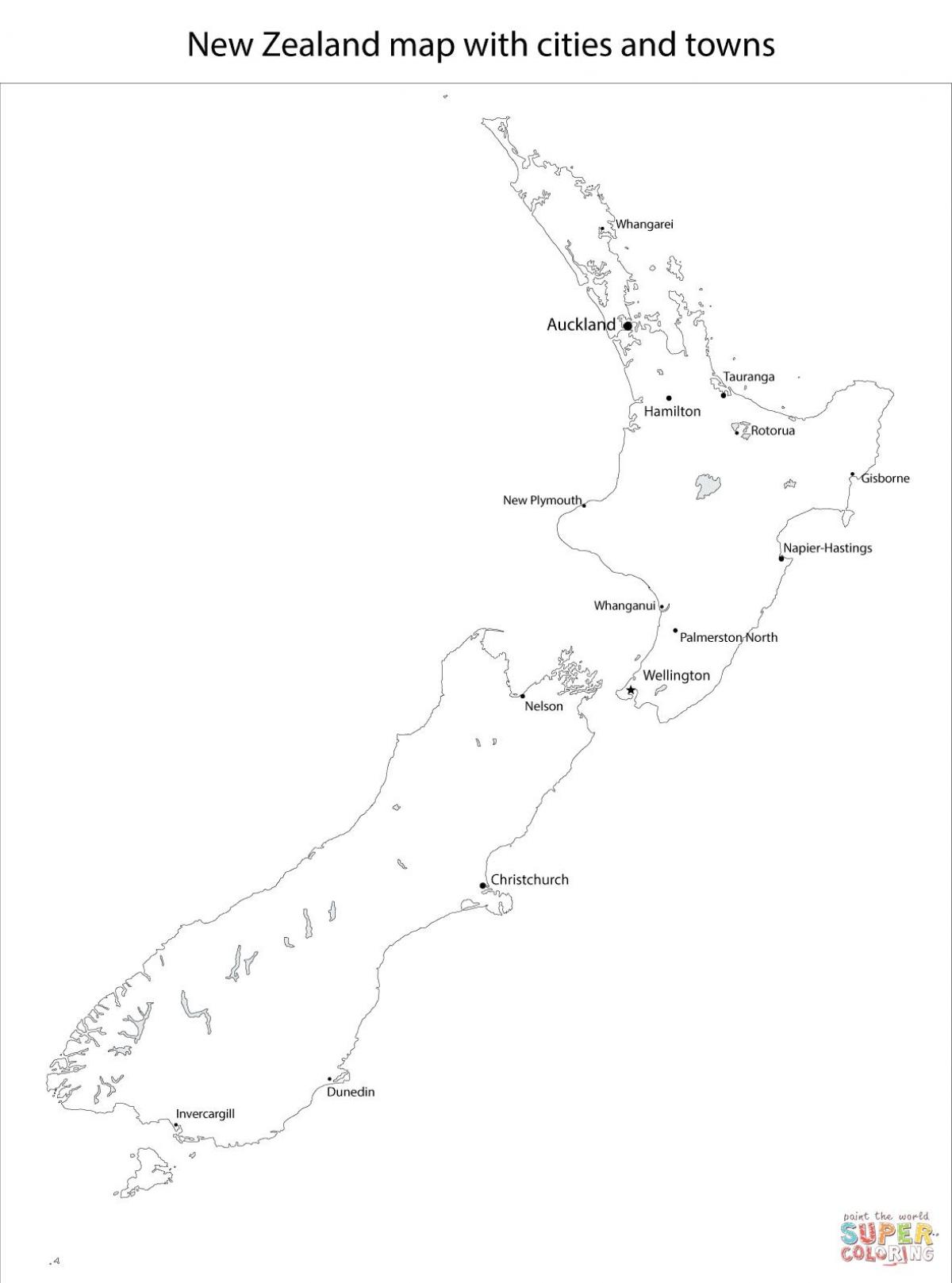 new zealand map with cities and towns