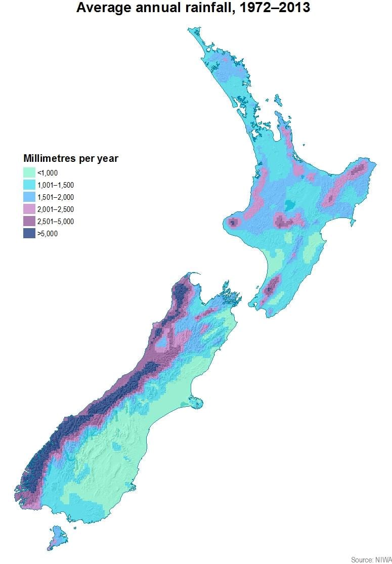 new zealand rainfall map
