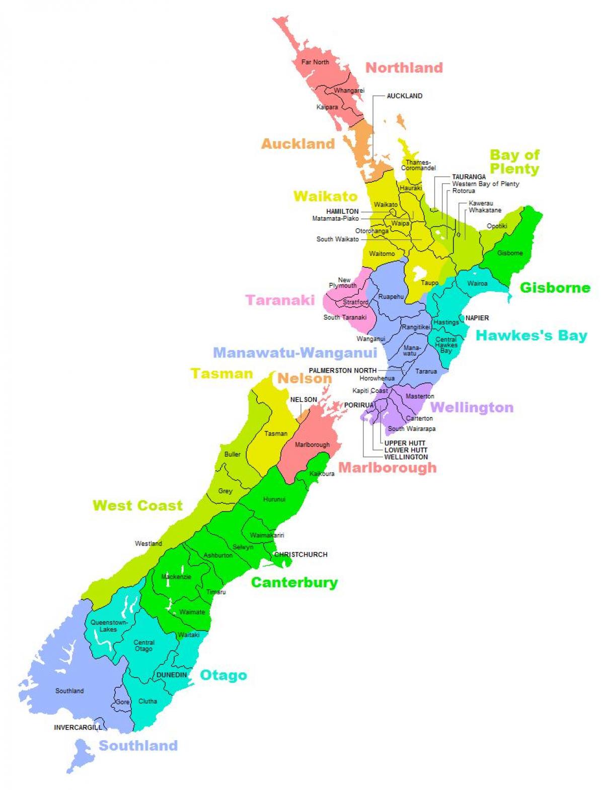 new zealand district map