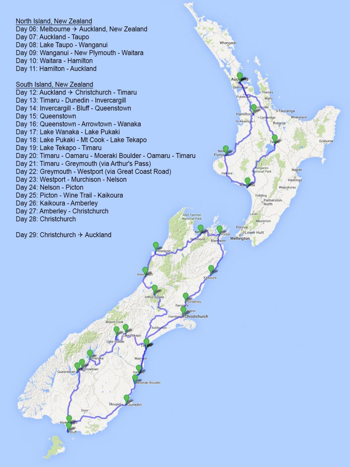Road Trip New Zealand Map
