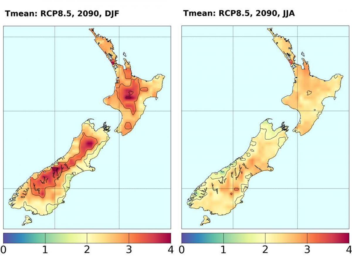 Map of new zealand temperature