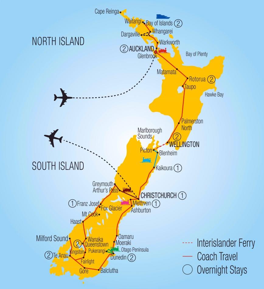 Map of new zealand train
