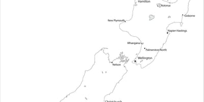 Map of new zealand black and white