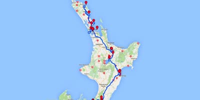 Driving map of north island new zealand