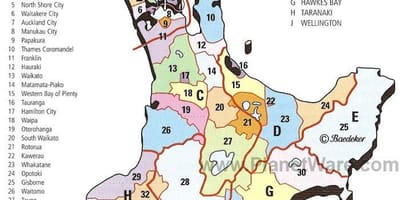 Map of new zealand north island regions and districts
