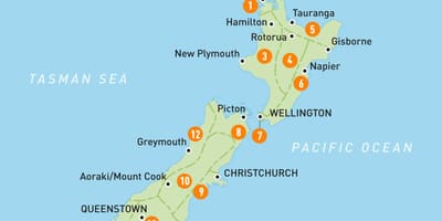 Map of new zealand area