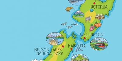 New zealand map cartoon