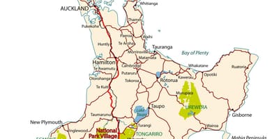 Detailed road map of new zealand north island
