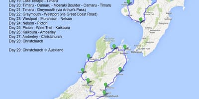 Map of new zealand road trip