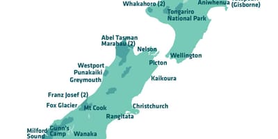 Map of new zealand sightseeing