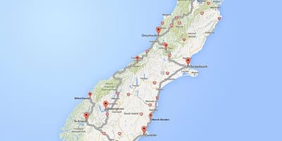 Detailed road map of south island new zealand
